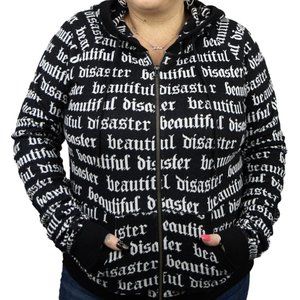 NEW Beautiful Disaster zip up knit sweater C3X